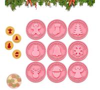 Ensemble d'emporte-pièces festifs pour Noël - Motifs 3D en relief (1set) | 9 formes avec motifs 3D en relief ; emporte-pièces de Noël en matériau de qualité alimentaire