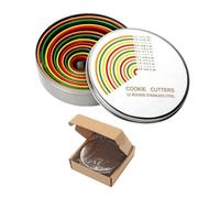 Ensemble d'emporte-pièces ronds en acier inoxydable 18/8 de qualité alimentaire, moules à donuts gradués for pâtisserie, for la cuisson, bricolage, cuisine, 12 pièces(12Pcs Round color)