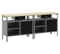 Ensemble d'établi 2 pcs Noir et gris 200 x 55 x 85 cm