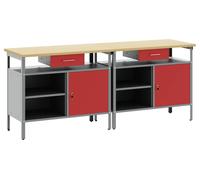 Ensemble d'établi 2 pcs Rouge et Gris 200 x 55 x 85 cm