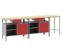 Ensemble d'établi 3 pcs Noir et gris Acier enduit de poudre