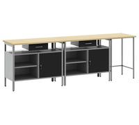 Ensemble d'établi 3 pcs Rouge et Gris Acier enduit de poudre