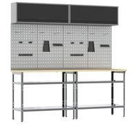 Ensemble d'établi 8 pcs Noir et gris Acier enduit de poudre