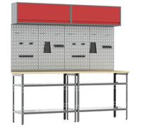 Ensemble d'établi 8 pcs Rouge et Gris Acier enduit de poudre
