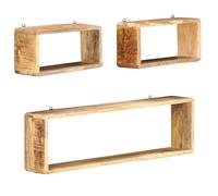vidaXL Ensemble d'Etagère Cube 3 pcs Etagère de Rangement Etagère de Stockage Etagère Murale Etagère Suspendue Bois Solide de Manguier