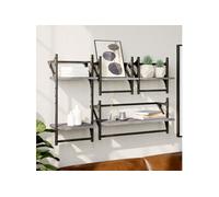 vidaXL Ensemble d'étagères murales avec barres 4 pcs sonoma gris