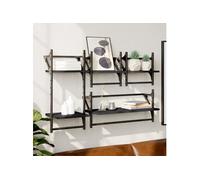 vidaXL Ensemble d'étagères murales barres 4 pcs noir bois d'ingénierie 836263 Noir G
