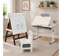 Ensemble d'étude pour enfants créatifs (2 pièces) – Bureau à plateau inclinable et chevalet magnétique avec tableau noir