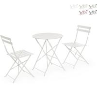 Ensemble d'extérieur rond : 2 chaises de jardin pliantes - Bistrot - Blanc