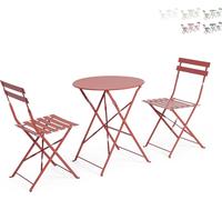 Ensemble d'extérieur rond : 2 chaises de jardin pliantes - Bistrot - Rouge
