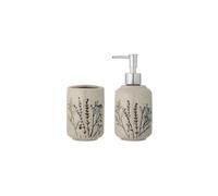 Ensemble distributeur de savon lot de 2 en grès naturel Bea