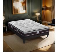 Ensemble Divin 140x190 cm Matelas Ressorts ensachés + Sommier Bois