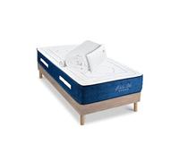 Ensemble Dolce Vita 90x190 cm + sommier bois + accessoires - Ressorts + mémoire - Ep. 28 cm
