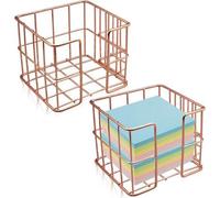 Ensemble d'organisateurs de bureau comprenant 2 porte-post-it dorés avec de jolis blocs-notes - Bloc-notes mémo avec distributeur cubique - Couleur or