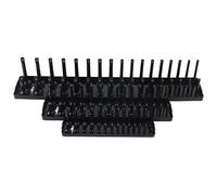 Ensemble d'organisateurs de douilles Kuuleyn 3 pièces 1/4", 3/8" et 1/2" | Jeu de 3 pièces, 1/4, 3/8, 1/2, ABS noir
