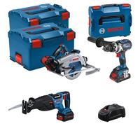 ensemble d'outils 18V GSB/GKS/GSA - BOSCH - avec 2 batteries 18V 5.5AH et 1 18V 4.0AH - chargeur - L-Boxx 0615990N38
