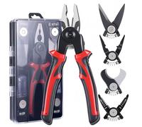 Ensemble d'outils 5 en 1, outil de dénudage et de sertissage multifonctionnel interchangeable, coupe-câble, ciseaux d'électricien, pince juge lignes, pince 'électricien avec étui rangement