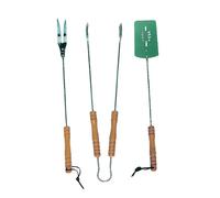 Ensemble d'outils barbecue 3 pièces broche fourche spatule acier et bois HQ