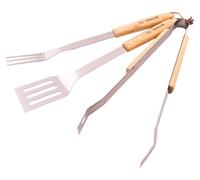 Ensemble d'outils de barbecue comprenant une pince, une spatule et une fourchette à viande, tous en acier inoxydable