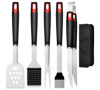 Ensemble d'outils de barbecue, ensemble d'ustensiles de barbecue 6 en 1 très résistants en acier inoxydable, accessoires de barbecue professionnels plus longs, ensemble d'outils de barbecue, kit de