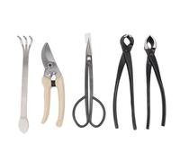 Ensemble d'outils de bonsaï 5 pièces, ciseaux à bonsaï professionnels portables en acier au carbone, râteau, Coupes-branches, sécateurs, pinces, outils de jardin pour l'extérieur
