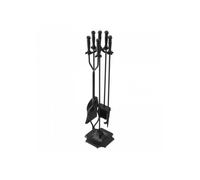 Ensemble d'outils de cheminée, 5 pièces, ensemble serviteur de cheminée en fer forgé avec support à cinq branches, pince