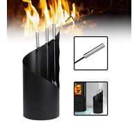 Ensemble d'outils de cheminée - XMTECH - 4 pièces - Acier inoxydable - Noir - Design moderne