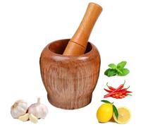 Ensemble d'Outils de Cuisine en Bois - Pilon Mortier, Presse-Ail, Broyeur Gingembre, Presse-Purée - Polyvalent Herbes, Épices, Café