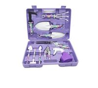 Ensemble d'outils de Jardin 10 pièces | Cisaille à tailler les arbres fruitiers, couteau à greffer, râteau, pelle ronde(Purple)