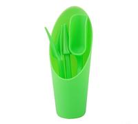 Ensemble d'outils de jardin en plastique, 4 pièces pour transplantation de plantes grasses en plastique, avec pelle, cuillère, fourchette, spatule, pour jardin de serre et jardin (vert)