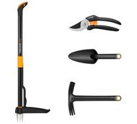 Ensemble d'outils de jardin Fiskars, 4 pièces, désherbeur Xact, longueur : 1 mètre, modèle Solid