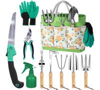 Ensemble d'outils de jardinage, 10 pièces, en acier inoxydable, ergonomique, avec sac de transport