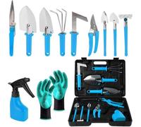 Ensemble d'outils de jardinage, 11 pièces, bleu, pour creuser, planter et tailler