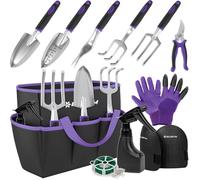 Ensemble d'outils de jardinage 11 pièces - Kit d'outils de jardin robustes avec sac fourre-tout imperméable - Truelle de jardin