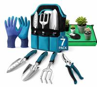 Ensemble d'outils de jardinage, 7 pièces, en aluminium, avec poignée antidérapante, livré avec une sacoche