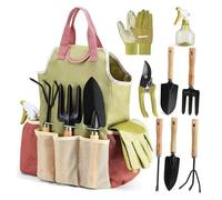 Ensemble d'outils de jardinage 9 pièces avec sac, en acier inoxydable, design ergonomique