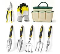 Ensemble d'outils de jardinage, comprenant 8 pièces, avec sac de transport et ciseaux