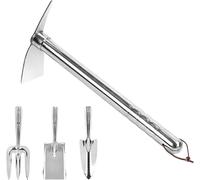Ensemble d'outils de jardinage en acier inoxydable, 4 pièces, pour le travail du sol, couleur argent