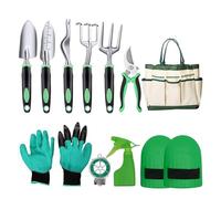 Ensemble d'outils de Jardinage ergonomiques de 11 pièces, Trousse d'outils à Main de Jardin en Alliage d'aluminium, Cadeaux de Plantation idéaux for Hommes Femmes Jardin extérieur(Flat)