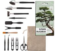 Ensemble d'outils de jardinage - Mini jardinage - Entretien des bonsaïs - Kit de 13 pièces - Sac pratique - Gris