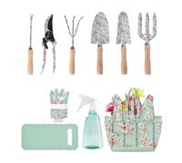 Ensemble d'outils de jardinage - Petit râteau et truelle avec motif floral - Outil de jardin avec gants - Pour femme - Pour couper les , creuser la pelouse et l'entretien du jardin en plein air