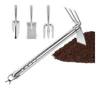 Ensemble d'outils de jardinage - Poignée ergonomique multifonctionnelle - Hachette et râteau pour l'élimination des mauvaises herbes - Pour jardiniers, personnes âgées, adultes, jardin, cour, parc