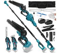Ensemble d'outils de jardinage sans fil 6-en-1 : tronçonneuse, taille-haie, cisaille à gazon, télescopique, avec 2 batteries de 4 Ah