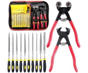 Ensemble d'outils de mosaïque comprenant 12 pièces : limes à pointe, pince de coupe pour mosaïque en verre et pince à carreaux