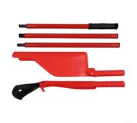 Ensemble d'outils de nettoyage de gouttière rétractable avec 5 pièces pour avant-toit et toit - Kit de pelle en plastique pour enlever les feuilles pour l'entretien du jardin et de la cour/rouge