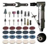 Ensemble d'Outils de Polissage Pneumatique 39 Ensemble d'Outils | Meuleuse Droite à Air 90 Degrés 1/4 Pouces avec Têtes de Meulage et Disques en Feutre, Kit Complet pour Sculpture