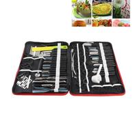 Ensemble d'outils de sculpture culinaire, 80PCS / Set Kit d'outils de pelage de decoupage culinaire portatif Garniture de decoupant un ensemble d'outils de decoupage pour fruits et legumes
