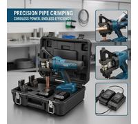 Ensemble d'outils de sertissage électrique pour tubes - Pince à sertir sans fil - Pince à sertir 18V - Ensemble comprenant 2 batteries de 2,0 Ah - Outil professionnel pour l'installation