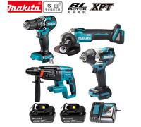 Ensemble d'outils électriques Makita 18V en quatre pièces DDF487 DTW700 DGA404 DHR242, kit combiné avec batterie Li-ion et chargeur, ensemble complet pour atelier 2PCS6AHSZLZ