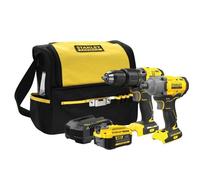 Stanley - Set perceuse-visseuse à percussion et hocs sans fil 18 V, 1 batterie Li-Ion 4,0 Ah, chargeur SFMCK217M1S-QW